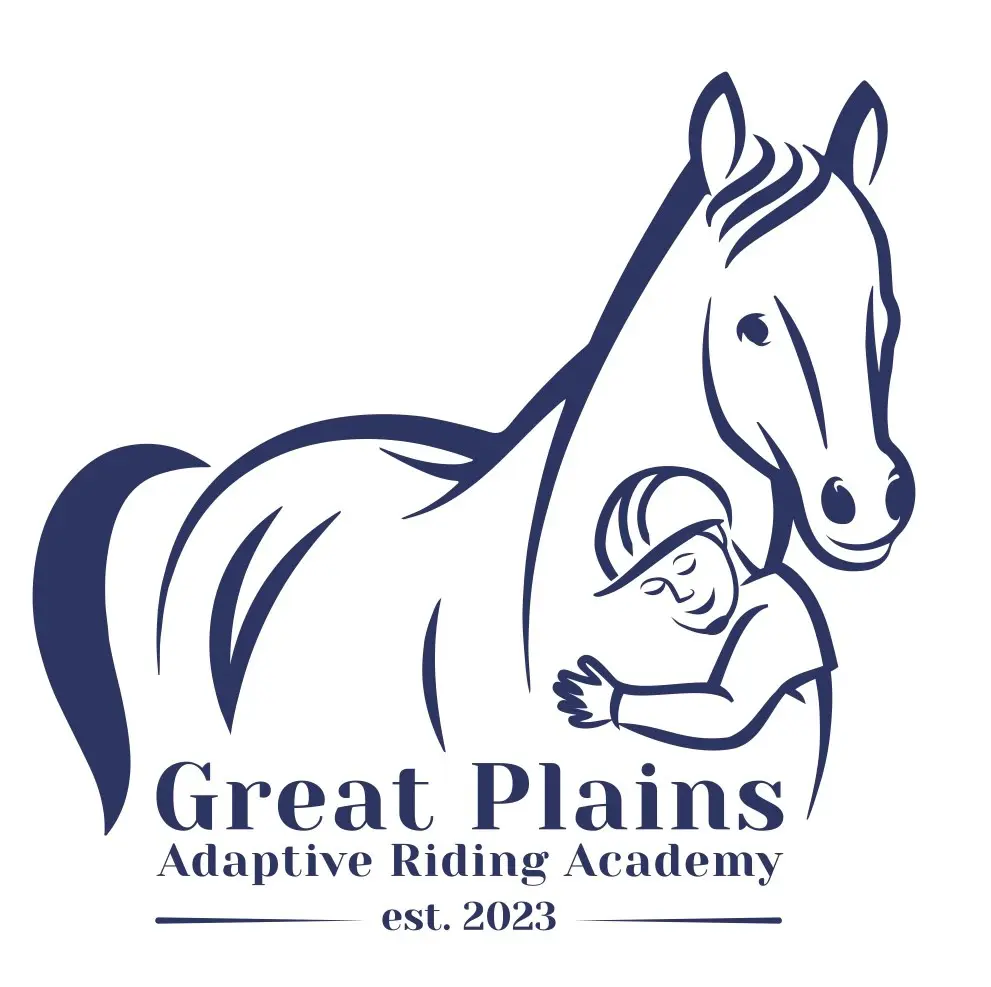 A logo of a person and their horse.