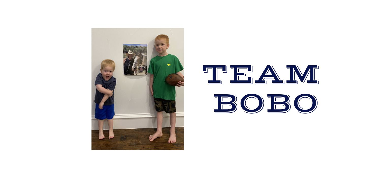 Team Bobo banner with photo of two kids