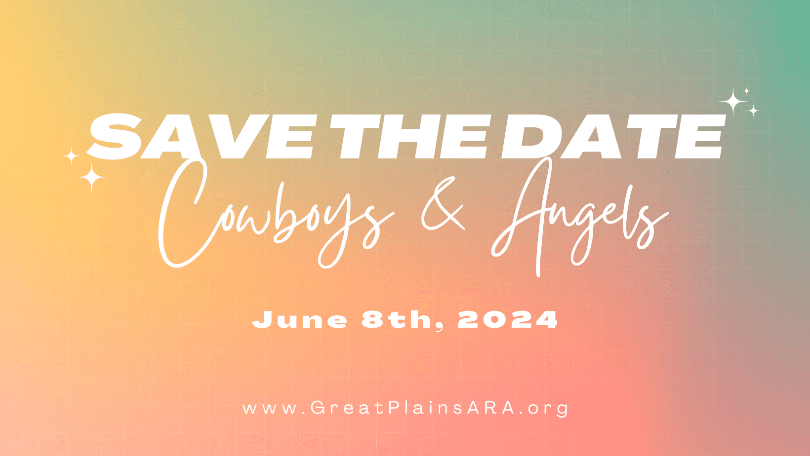 A colorful background with the words " save the date cowboys & angels ".