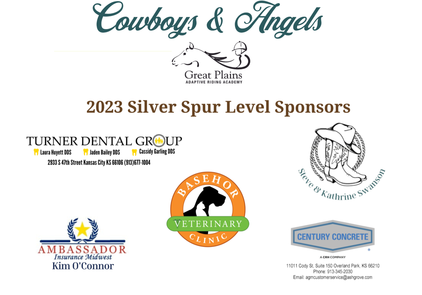 A group of sponsors for the 2 0 2 3 silver spur level.